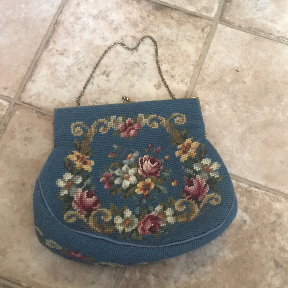 Vintage Tapestry Cross Stitch Handbag/Purse